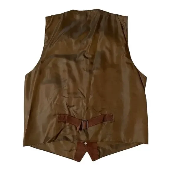 Vintage Suede Vest Mens Size XS 38 Brown Johnny Leather Cowboy Italy Made 1973 - Picture 2 of 8